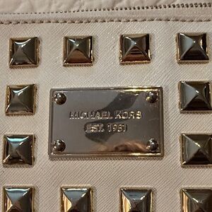 Michael Kors White and Gold Studded Clutch